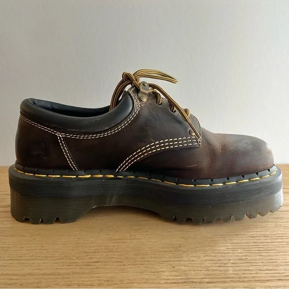 Dr. Martens Quad 8053 Dark Brown Leather Platforms - Picture 4 of 6